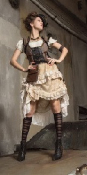 Steampunk Long skirt White -  2
